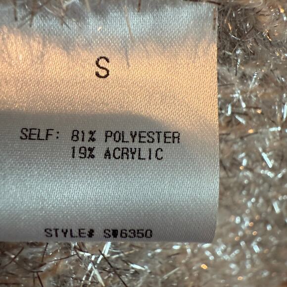 See and Be Seen Women's Silver Metallic and Tan Eyelash Sweater Size S - Picture 5 of 10